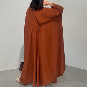 Cardigan Lungo Turco a Tinta Unita Abaya Aperta per Donne Musulmane <span class=keywords><strong>Abbigliamento</strong></span> <span class=keywords><strong>Islamico</strong></span> - Product Image 3
