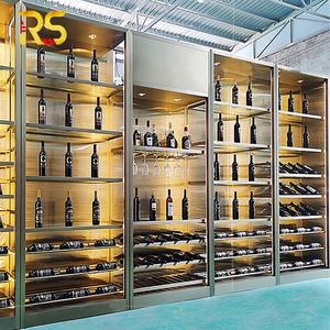 Lusso moderno Wine Bar Cabinet con luci in acciaio inox oro Display di stoccaggio per la stanza della cantina, <span class=keywords><strong>Idea</strong></span> di mobili Bar casa - Product Image 1
