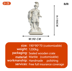 Escultura de mármol personalizada BSA de la mitología griega, <span class=keywords><strong>Atenea</strong></span> y soldado romano, estatua de <span class=keywords><strong>Atenea</strong></span> y soldado en piedra para jardín - Product Image 2