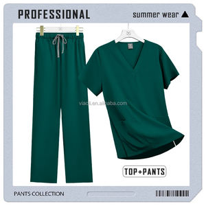 Ensemble de gommage d'allaitement à volants pour femmes Anti-rides uniforme à séchage rapide avec haut respirant à manches courtes et pantalon de survêtement élastique - Product Image 5