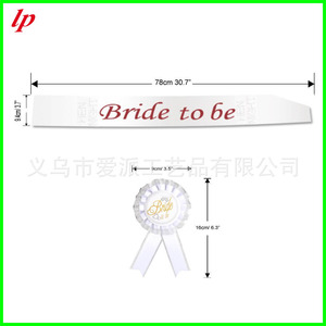 Ensemble de voile de mariée avec jarretière, écharpe, badge et bannière, accessoires de fête de mariage blancs LPP4386 - Product Image 2