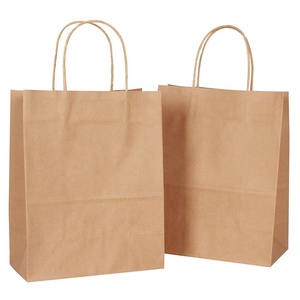 Bolsa de papel Kraft con asa retorcida y logotipo personalizado reciclado barato para llevar - Product Image 2