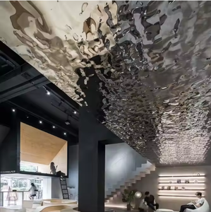EX427 Hotel Lobby Decorative Water Ripple Stainless Steel Panel Ceiling 3D Water <b>Wave</b> Design Manufacturer Factory Price - Product Image 2