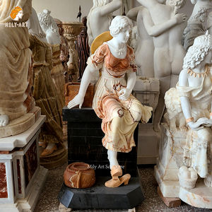 Sculpture de femme nue en pierre naturelle de taille réelle pour jardin extérieur, sculpture de sirène princesse en marbre sculptée à la main - Product Image 3