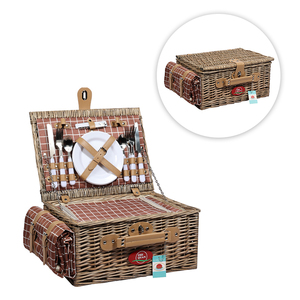 Handmade liễu dệt hình chữ nhật Dã ngoại mát giỏ đặt 4 nắp cắm trại ngoài trời trái cây lưu trữ cản trở <span class=keywords><strong>wicker</strong></span> dã ngoại cản trở - Product Image 1