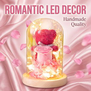 Rosa Eterna en Cúpula de Cristal con LED, Ramo de Rosas con Musgo Preservado, Nuevo Diseño, Regalo para San Valentín y el Día de la Madre - Product Image 3