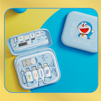Caja de Almacenamiento Multifuncional con Cable de Carga y Espejo de Doraemon, con Licencia Oficial de ROCK, Portátil para Viajes