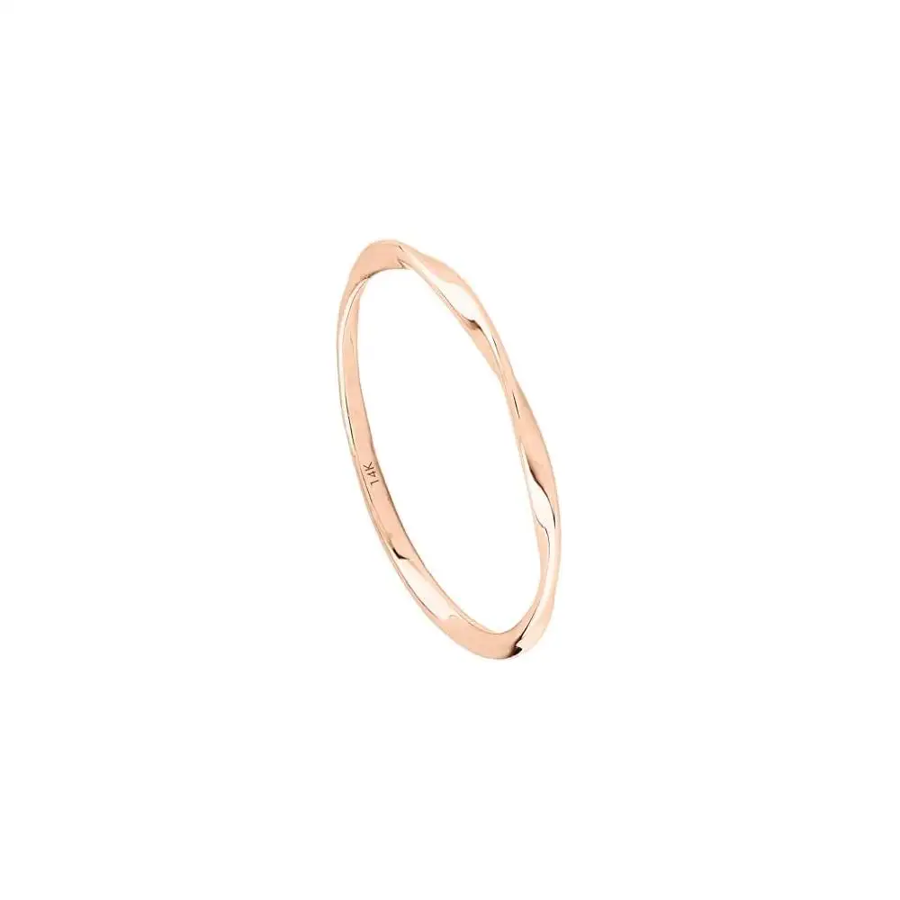 Norm Jewels Twist Bagues empilables Bagues en or 10K pour femmes Bandes de mariage en or massif de 1mm, Bagues en or véritable, Bague de pouce mince