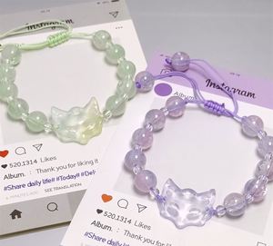 Pulsera de cuentas de cristal craquelado Sweet Fantasy Popcorn, máscara de zorro de cristal, joyería de cuentas para mujer, pulseras de cristal, brazaletes para niñas - Product Image 3