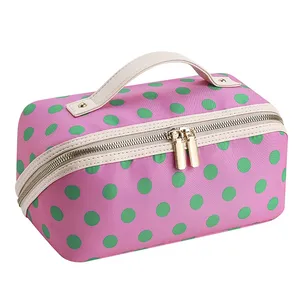 Sac de rangement cosmétique imperméable, durable, grande capacité, nettoyable, à pois, pour voyage, beauté, maquillage - Product Image 5