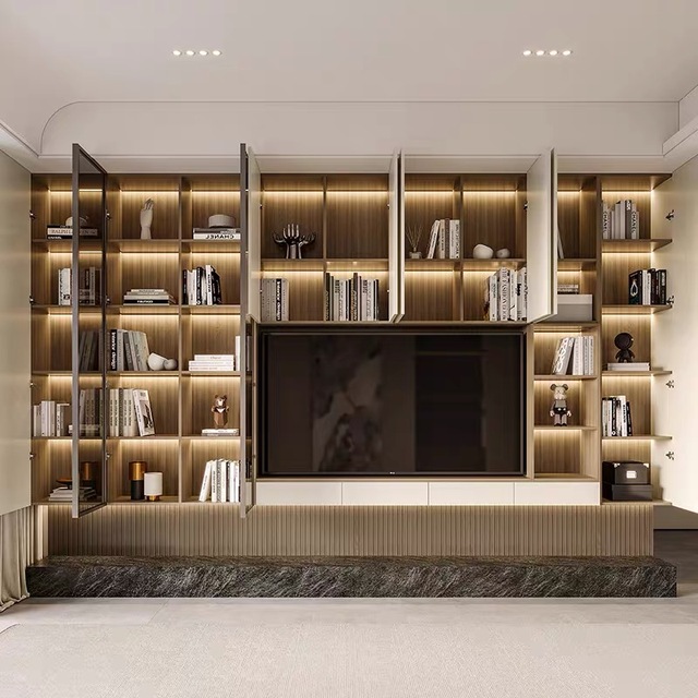Easy-to-assemble TV Stand Glass Storage Modern Minimalist Design Customizable Size Color MDF Cabinet for Bedroom Hotel Living