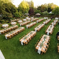 Table de ferme rustique en pin massif avec pieds détachables pour événements commerciaux, mariages, banquets et restaurants