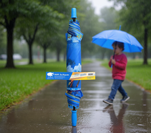 Ombrello Pieghevole NAK Dr. Stigute, 8 Stecche in Lega, Apertura Manuale, Design Cartoon, Protezione da Pioggia e Sole per Ragazzi, Blu - Product Image 2