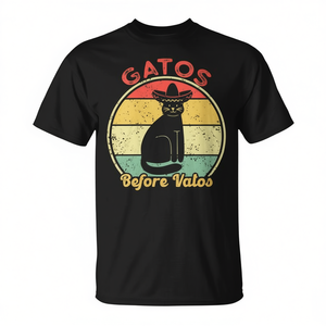T-shirt da uomo in cotone nero Gatos Before Vatos Retro Vintage Cat - Product Image 2
