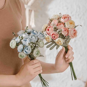 ช่อดอกกุหลาบประดิษฐ์ CallaFloral คุณภาพสูง ทำจากโพลีเอสเตอร์ สีชมพูพีช แชมเปญ สำหรับตกแต่งงานแต่งงานและงานฝีมือ - Product Image 2