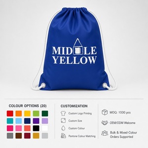 กระเป๋าเชือกผูกน้ำหนักเบา 20 สี รับผลิตจำนวนมาก โลโก้สั่งทำ โพลีเอสเตอร์ กระเป๋าซิปแบบรูด ขายส่งสำหรับงานอีเว้นท์ โรงเรียน กีฬา โรงงานโดยตรง - Product Image 3