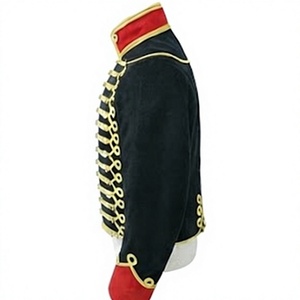 Men's Napoleonic Historical Uniform Coat Black <b>Red</b> Corded Button Front Winter Costume Tunic <b>Jacket</b> - Product Image 4
