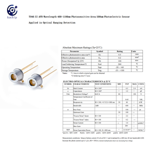 광학 범위 감지를 위한 TO46 SI APD 포토다이오드 파장 400-1100nm 고감도 감광 영역 500um - Product Image 5