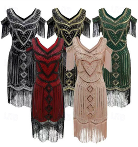 Nouvelle robe de soirée vintage à franges pour Halloween 2025, robe de scène ornée de paillettes, costume de scène pour femmes, Faion - Product Image 1