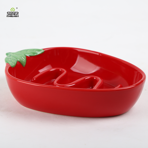 Bol pour <span class=keywords><strong>chat</strong></span> de nourriture lente en forme de fraise, alimentation saine anti-avale assiette de nourriture lente alimentation <span class=keywords><strong>chat</strong></span> bol de nourriture pour <span class=keywords><strong>chat</strong></span> en céramique - Product Image 2