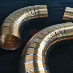 Codo de corte de pastel de titanio de 4 "y 1,0mm, Radio 1.5D, curvas de corte de pastel quemado dorado de 90 grados para sistema de tubo de escape - Product Image 1
