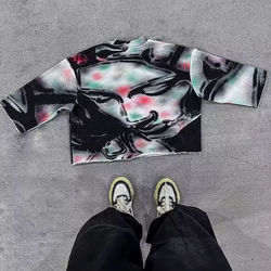 เสื้อยืดแขนสั้นวินเทจลายดาวพิมพ์ลายเฮลล์สำหรับผู้ชาย ยี่ห้อ Yingling ราคาโรงงาน ทรงโอเวอร์ไซส์ ผ้าหนา ดีไซน์เรียบง่าย สีพื้น - Product Image 5