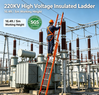 Escalera Telescópica Aislada de Fibra de Vidrio de 220KV, 20 pies, FRP, Portátil, de Seguridad para Electricistas, para Trabajos de Servicios Públicos