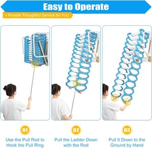 Modern Design Handleiding Aluminium Opvouwbare Zolderladder Ruimtebesparende Stalen Telescopische Trap Voor Thuiszolder Toegang En131 Gecertificeerd - Product Image 2