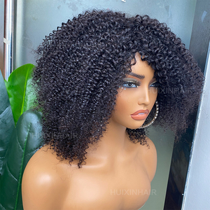 วิกผมมนุษย์แท้แบบดิบจากมาเลเซีย ราคาขายส่ง วิกผมหยิกฟูแบบธรรมชาติ มีหน้าม้า วิกผมมนุษย์แท้ 100% - Product Image 3