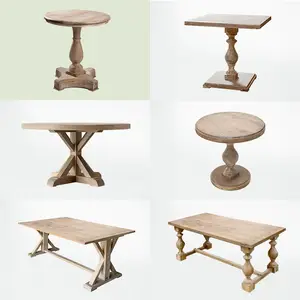 Table à manger en bois massif américain français rétro vieux bois et chaise Table de meubles de salon Table à manger ronde européenne