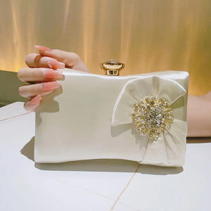 Women Banquet Handbags Diamond Luxury Wedding Clutches Purses Bowknot Elegant Ladies Casual <b>Tote</b> Evening <b>Bags</b> PU <b>Zipper</b> Closure - Product Image 5
