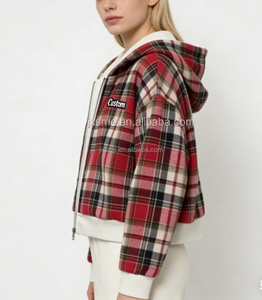 Felpa con cappuccio semplice Casual con cerniera <span class=keywords><strong>a</strong></span> doppia faccia retrò personalizzata felpa reversibile con Zip larga da donna - Product Image 3