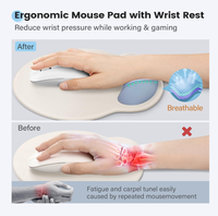 Tapis de souris ergonomique pour le gaming avec repose-poignet, base antidérapante en PU, pour une saisie facile, soulagement de la douleur, design de dessin animé, couleur personnalisable