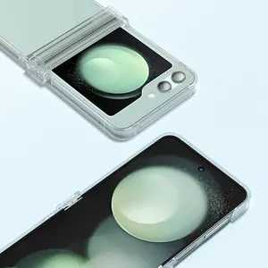 サムスンギャラクシーzフリップ45クリア電話ケース用の豪華な透明スリムtpupcブラック携帯電話カバー