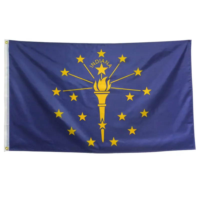 Nhiệm vụ nặng nề màu sắc sống động Polyester Nhà nước của Indiana Cờ biểu ngữ với 2 Brass grommets cờ