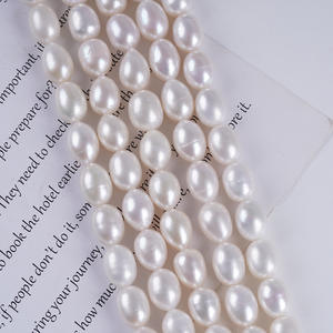 Zhuji Natural <b>Freshwater</b> 9-10mm White Rice Shaped <b>Pearl</b> String Strong Light for DIY Necklace <b>Bracelet</b> Material Loose <b>Pearls</b> - Product Image 4