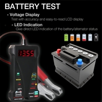 Probador de Baterías de Coche de 12V, Voltímetro Digital de 4-20V, Analizador del Sistema de Carga, Probador de Alternador con Pantalla LCD e Indicación LED