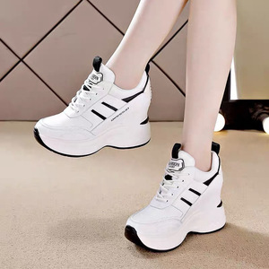 Nouvelle Arrivée : Baskets compensées à talon dissimulé pour <span class=keywords><strong>femme</strong></span>, rehaussantes, à lacets, décontractées pour la marche - Product Image 4