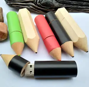 Yüksek kaliteli Flash sürücü kalem şekli USB flash sürücü ahşap toptan USB sopa ucuz Pendrive ahşap kalem sürücü