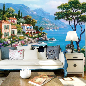8D Mural 5D Paysage Méditerranéen Papier Peint Salon Canapé Tv Fond Papier Peint 3D <span class=keywords><strong>Film</strong></span> Et Télévision Revêtement Mural - Product Image 1