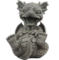 Statue de jardin DIY en résine imitation pierre, représentant un petit dragon endormi, des couples de dragons amoureux ou un double dragon de donjon