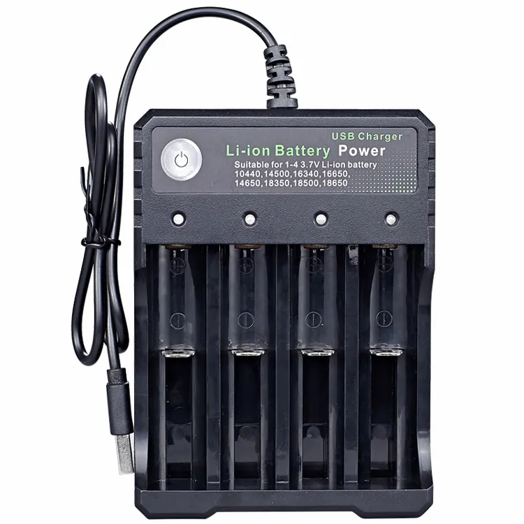 Smart 4 Slots 18650 Li-ion Battery AC Charger Rechargeable LED Indicator 1.2A 