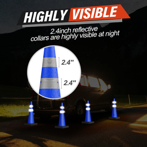 CITICITY 28 Inch Collapsible Traffic Safety Cones with Black Base, Blue Pop-up Cones with Reflective Collars for Road Safety - Product Image 2