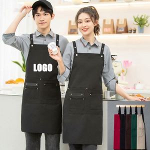 Logo <b>Kitchen</b> Barista Chef Uniform Work <b>Apron</b> for Bar Cafes Shop Grill Restaurant Canvas <b>Aprons</b> - Product Image 1