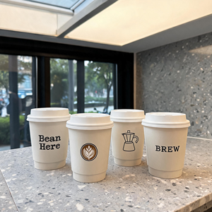 Gobelet à café en papier biodégradable à double paroi de qualité alimentaire avec couvercle, personnalisable avec logo, pour boissons chaudes - Product Image 1