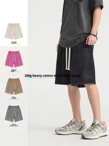 Shorts décontractés en coton épais 260 g/m², effet délavé, vieilli, style rétro américain, coupe ample, avec logo personnalisé - Product Image 3