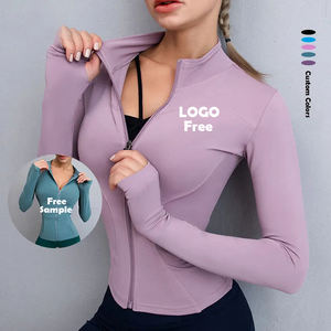 Ropa Deportiva <span class=keywords><strong>de</strong></span> Color sólido para <span class=keywords><strong>mujer</strong></span>, Tops <span class=keywords><strong>de</strong></span> Yoga con logotipo personalizado, ropa <span class=keywords><strong>de</strong></span> manga larga para Fitness y Yoga, chaqueta deportiva para gimnasio - Product Image 1