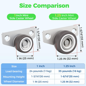 Roulettes latérales en caoutchouc silencieuses, 4 pièces, roulettes <span class=keywords><strong>pour</strong></span> tiroirs, <span class=keywords><strong>pour</strong></span> meubles, armoires de cuisine, tables, capacité de charge 20KG - Product Image 3