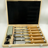 Peaktop 8 pièces Kit de ciseau à bois avec étui en bois de qualité supérieure Ciseau à bois avec manche en bois Ensembles d'outils