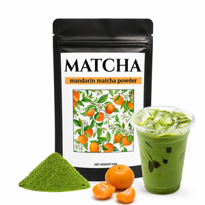 Poudre de Matcha Mandarine en Gros, Infusion Naturelle d'<span class=keywords><strong>Orange</strong></span>, Poudre de Thé Vert Aromatisée aux Fruits pour Bubble Tea, Latte, Smoothie - Product Image 1